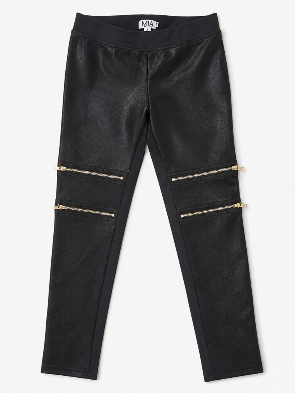 NEW Mia New York Girls Tween Black Stylish Faux Leather Zipper Pants 10 like 8